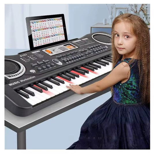 Piano Électronique 61 Touches + Micro – Le Cadeau Parfait Pour Éveiller le Talent Musical de Votre Enfant